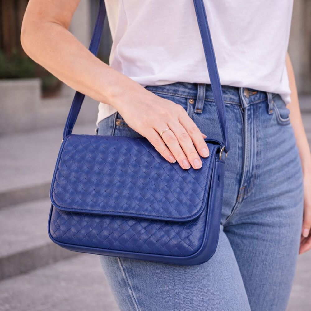 Clarks Multi Compartment Fold-over Crossbody Purse Royal Blue